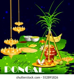 easy to edit vector illustration of Happy Pongal festival of Tamil Nadu India background