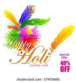 easy to edit vector illustration of Happy Hoil Sale and Promotion Advertisment background for festival of colors in India