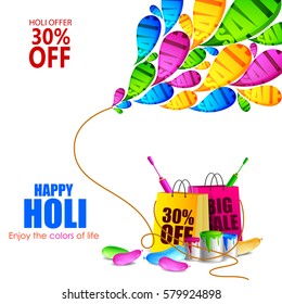 fácil de editar Ilustración vectorial de Happy Hoil Venta y promoción Fondo de publicidad para el festival de colores en la India