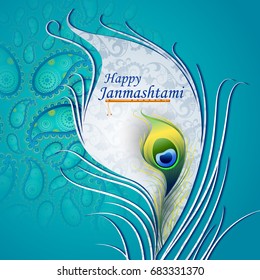 easy to edit vector illustration of Happy Krishna Janmashtami greeting background