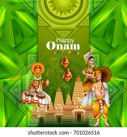 easy to edit vector illustration of Happy Onam holiday for South India festival background