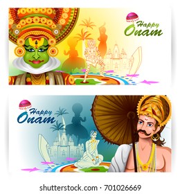 easy to edit vector illustration of Happy Onam holiday for South India festival background