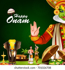 easy to edit vector illustration of Happy Onam holiday for South India festival background