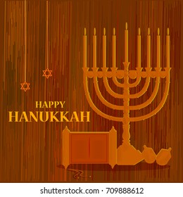 easy to edit vector illustration of Happy Hanukkah for Israel Festival of Lights celebration