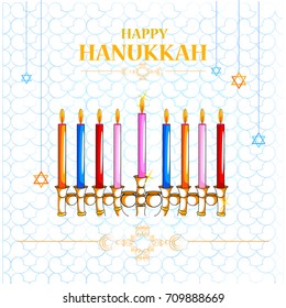easy to edit vector illustration of Happy Hanukkah for Israel Festival of Lights celebration