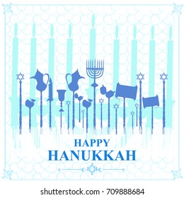 easy to edit vector illustration of Happy Hanukkah for Israel Festival of Lights celebration