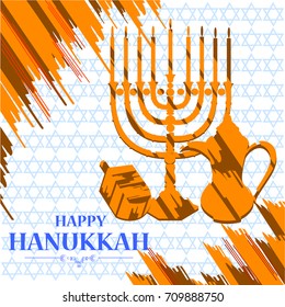 easy to edit vector illustration of Happy Hanukkah for Israel Festival of Lights celebration