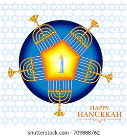 easy to edit vector illustration of Happy Hanukkah for Israel Festival of Lights celebration