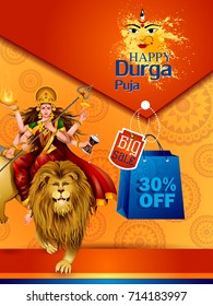 easy to edit vector illustration of Happy Durga Puja India festival holiday Sale Offer advertisement background