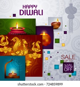 easy to edit vector illustration of Happy Diwali shopping sale offer