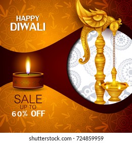 easy to edit vector illustration of Happy Diwali shopping sale offer