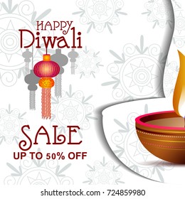 easy to edit vector illustration of Happy Diwali shopping sale offer