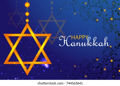 easy to edit vector illustration of Happy Hanukkah for Israel Festival of Lights celebration