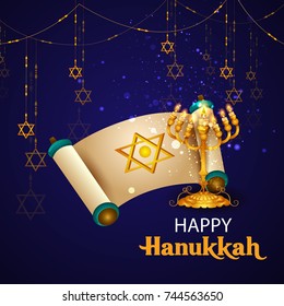 easy to edit vector illustration of Happy Hanukkah for Israel Festival of Lights celebration