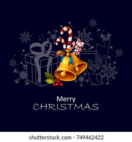 easy to edit vector illustration of Happy New Year and Merry Christmas greeting background