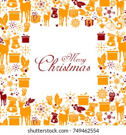 easy to edit vector illustration of Happy New Year and Merry Christmas greeting background