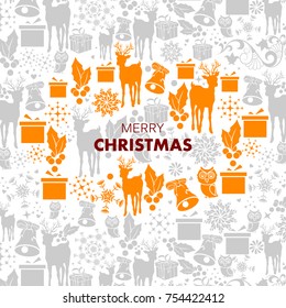 easy to edit vector illustration of Happy New Year and Merry Christmas greeting background