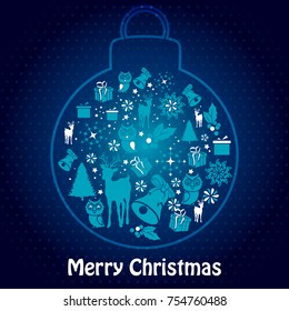 easy to edit vector illustration of Happy New Year and Merry Christmas greeting background