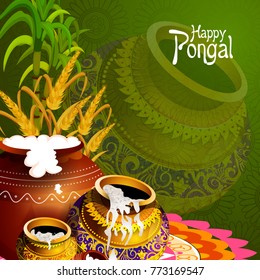 easy to edit vector illustration of Happy Pongal festival of Tamil Nadu India background