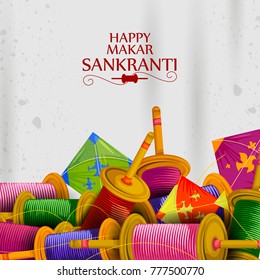 easy to edit vector illustration of Happy Makar Sankranti background with colorful kite