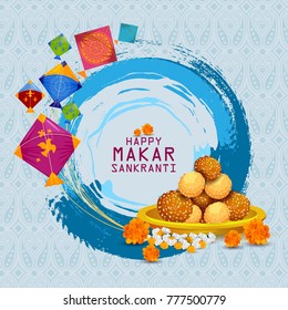 easy to edit vector illustration of Happy Makar Sankranti background