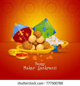 easy to edit vector illustration of Happy Makar Sankranti background