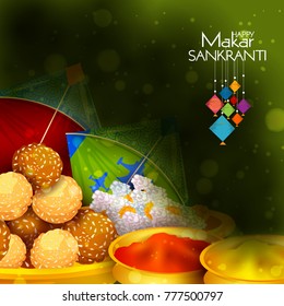 easy to edit vector illustration of Happy Makar Sankranti background