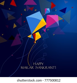 easy to edit vector illustration of Happy Makar Sankranti background with colorful kite
