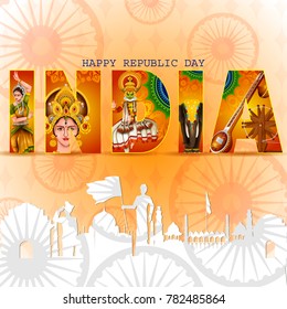 easy to edit vector illustration of Happy Republic Day of India tricolor background for 26 January