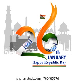 easy to edit vector illustration of Happy Republic Day of India tricolor background for 26 January