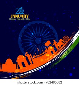 easy to edit vector illustration of Happy Republic Day of India tricolor background for 26 January