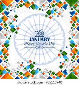 easy to edit vector illustration of Happy Republic Day of India tricolor background for 26 January