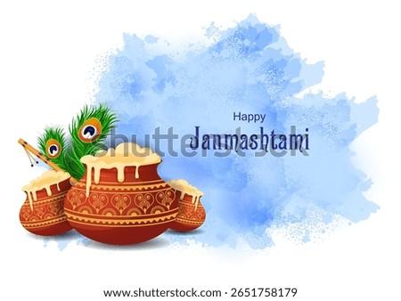 easy to edit vector illustration of Happy Krishna Janmashtami Dahi Handi meaning cream and pot Indian festival celebration background