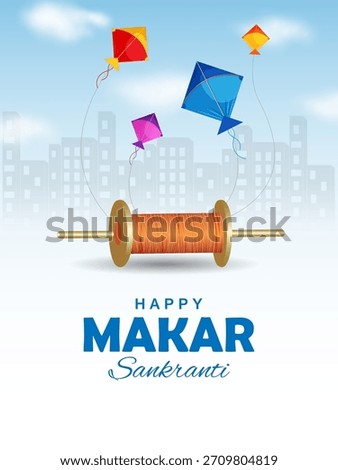easy to edit vector illustration of Happy Makar Sankranti background with colorful kite