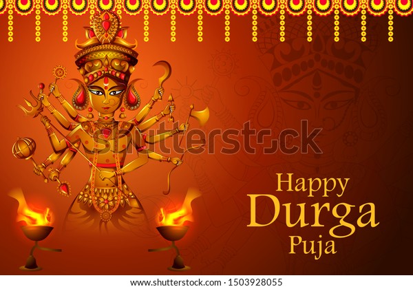 easy to edit vector illustration of\
Happy Durga Puja India festival holiday\
background