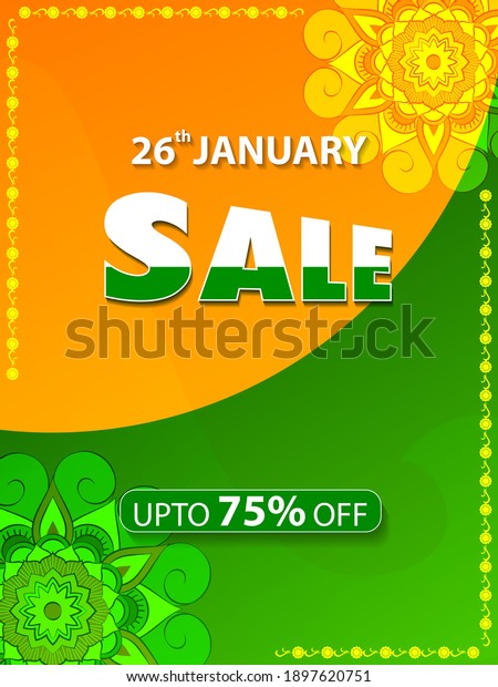 easy to edit vector illustration of Happy\
Republic Day of India tricolor Sale and Promotion background for 26\
January advertisement