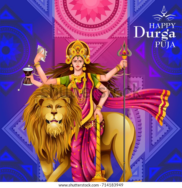 Easy Edit Vector Illustration Happy Durga Stock Vector (Royalty Free ...