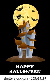 easy to edit vector illustration of haunted house in Halloween background