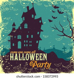 easy to edit vector illustration of haunted house in Halloween background