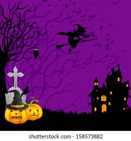 easy to edit vector illustration of haunted house in Halloween background