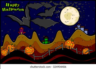 easy to edit vector illustration of haunted house in Halloween background