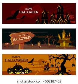 easy to edit vector illustration of haunted house in Halloween background