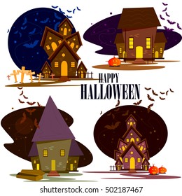 easy to edit vector illustration of haunted house in Halloween background