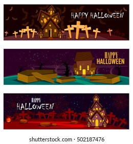 easy to edit vector illustration of haunted house in Halloween background