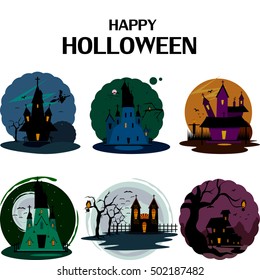 easy to edit vector illustration of haunted house in Halloween background