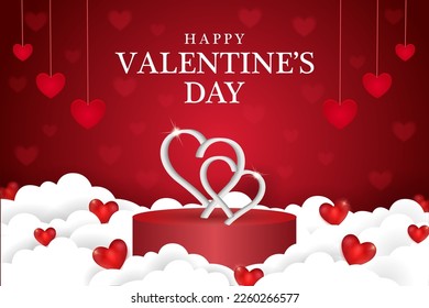 easy to edit vector illustration of heart shape in romantic love background for Happy Valentine's Day party brochure, greeting card, flyer, banner template