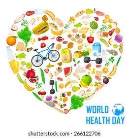 easy to edit vector illustration of heart made of healthy food