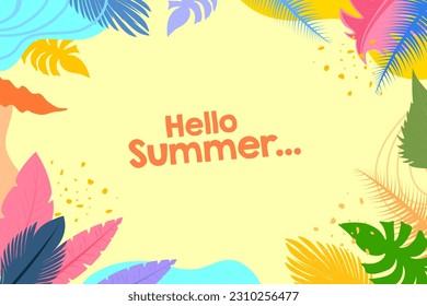 easy to edit vector illustration of Hello Summer Tropical backround for summer holiday vacation