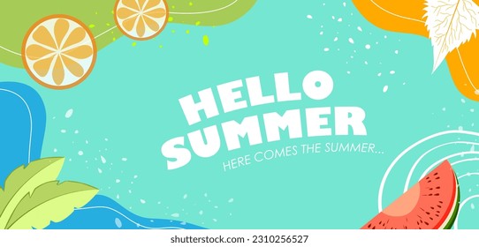 easy to edit vector illustration of Hello Summer Tropical backround for summer holiday vacation