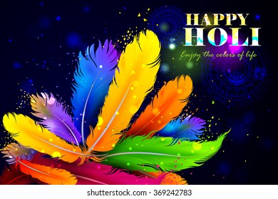 easy to edit vector illustration of Holi background with colorful feather